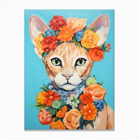 Devon Rex Cat With A Flower Crown Painting Matisse Style 3 Canvas Print
