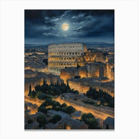 The Colosseum's Nighttime Enigma 1 Canvas Print