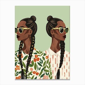 Two Black Women With Braids Canvas Print