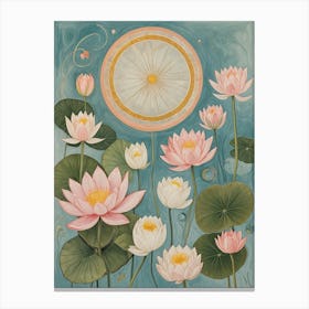 Lotus Pond In Pastel Canvas Print