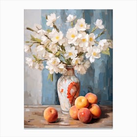 Daffodil Flower And Peaches Still Life Painting 1 Dreamy Canvas Print