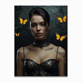 Gothic Girl With Butterflies Canvas Print