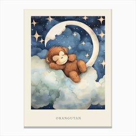 Baby Orangutan 2 Sleeping In The Clouds Nursery Poster Canvas Print
