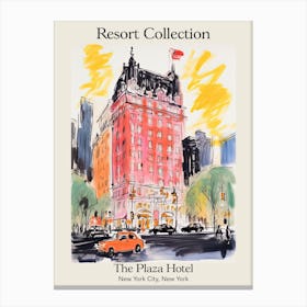 Poster Of The Plaza Hotel   New York City, New York   Resort Collection Storybook Illustration 3 Canvas Print