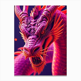 Chinese Dragon in Pink and Red Neon Canvas Print