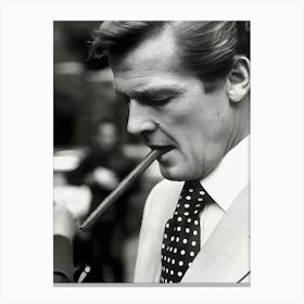 Roger Moore Smoking A Cigar Rome, 1974 Canvas Print