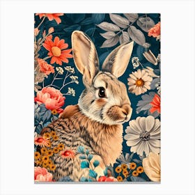 Rabbit In Flowers Inspired by William Morris 3 Canvas Print