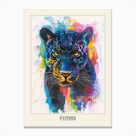 Panther Colourful Watercolour 2 Poster Canvas Print