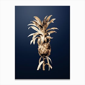 Gold Botanical Pineapple on Midnight Navy n.1934 Canvas Print