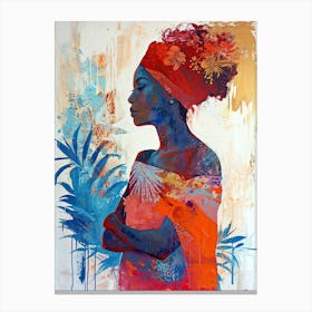 Feathered African Reverie, Boho Art Style Canvas Print