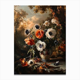 Baroque Floral Still Life Anemone 1 Canvas Print