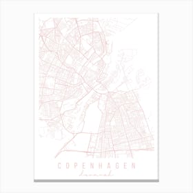 Copenhagen Denmark Light Pink Minimal Street Map Canvas Print