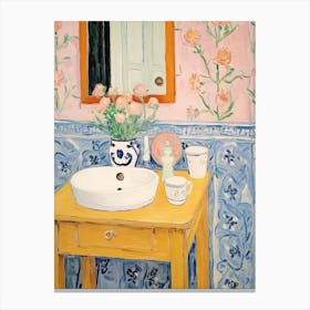 Bathroom Vanity Painting With A Forget Me Not Bouquet 2 Canvas Print