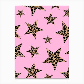 Leopard Print Stars on Pink Canvas Print