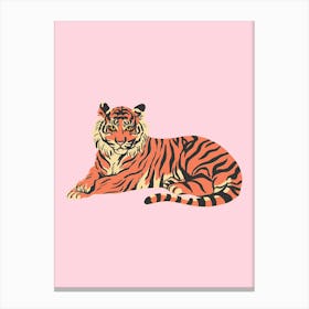 Tiger in Pink Background Canvas Print