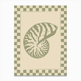Seashell 04 with Checkered Border Canvas Print