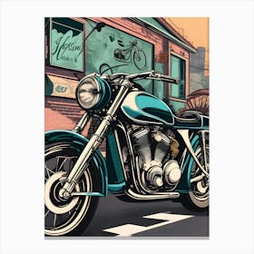 Vintage Motorcycle Illustration Canvas Print