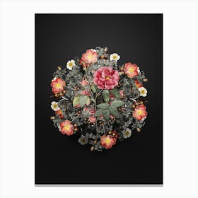 Vintage French Rose Flower Wreath on Wrought Iron Black n.2609 Canvas Print