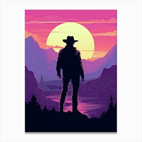 Cowboy In The Sunset 1 Canvas Print
