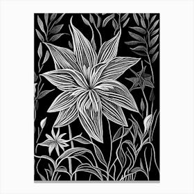 Star Flower Wildflower Linocut Canvas Print