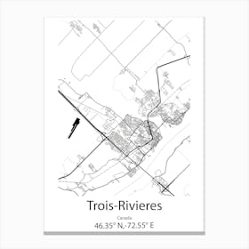 Trois Rivieres,Canada Minimalist Map Canvas Print