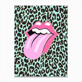 Rolling Stones Leopard Blue and Pink Canvas Print