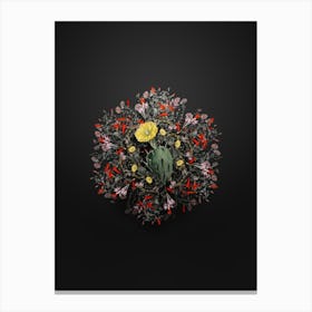 Vintage One Spined Opuntia Floral Wreath on Wrought Iron Black n.1383 Canvas Print
