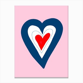 Heart On Pink Background Canvas Print