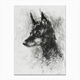 Lundehund Dog Charcoal Line Canvas Print