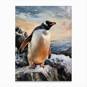 Adlie Penguin Petermann Island Oil Painting 1 Canvas Print