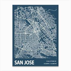 San Jose Blueprint City Map 1 Canvas Print