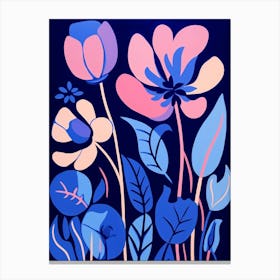 Blue Flower Illustration Tulip 4 Canvas Print