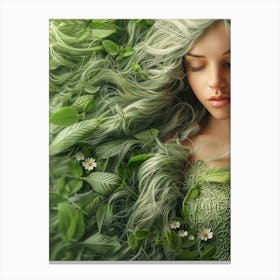 Green Haired Girl 3 Canvas Print