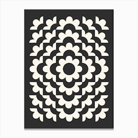 Midcentury Modern Abstract Geometric Flower Pattern Floral in black and beige 2 Canvas Print