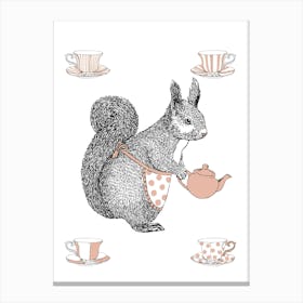 Tea Time Squirrel Canvas Print