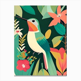 Hummingbird In A Garden Bold Graphic Canvas Print