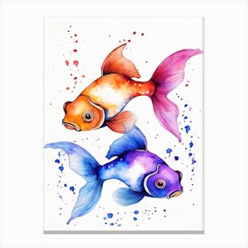 Twin Goldfish Watercolor Painting (68) Canvas Print