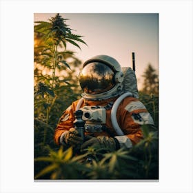 Astronaut In Cannabis Field Canvas Print
