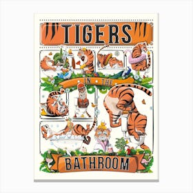 Tigers In The Bathroom Canvas Print