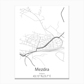 Mezdra,Bulgaria Minimalist Map Canvas Print