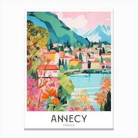 Annecy, France Maximalist Travel Poster Vibrant Colour Canvas Print