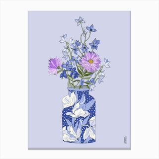 Delphinium Vase Purple Canvas Print