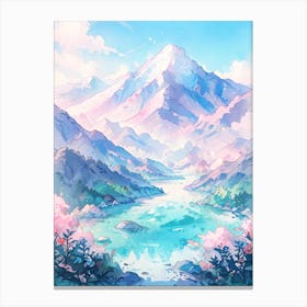 Sakura Mountains Canvas Print