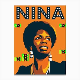 Nina Simone Jazz Icon Orange Canvas Print