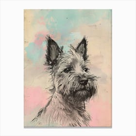 Colourful Berger Picard Dog Abstract Line Illustration 1 Canvas Print