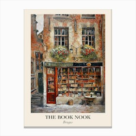 Bruges Book Nook Bookshop 4 Poster Canvas Print