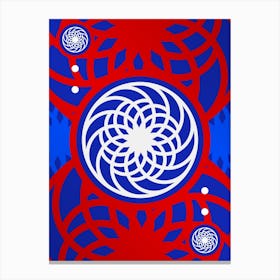 Geometric Abstract Glyph in White on Red and Blue Array n.0087 Canvas Print