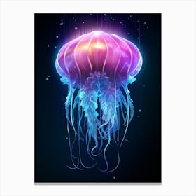 Lions Mane Jellyfish Neon Illustration 6 Canvas Print