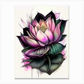 Lotus Flower In Garden Graffiti 4 Canvas Print