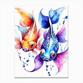 Twin Goldfish Watercolor Painting (3) Canvas Print